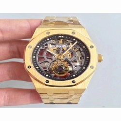 Audemars Piguet Royal Oak Tourbillon Extra-Plate Squelette 26518 JF Yellow Gold Black Skeleton 