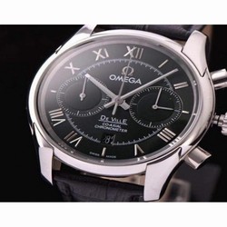 Omega De Ville 42MM Chronograph Stainless Steel Black 