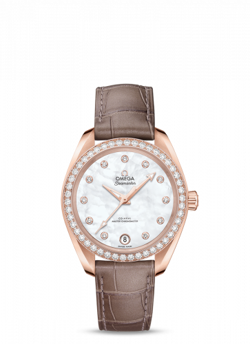 Omega Seamaster Aqua Terra 150M Master Chronometer 34 Sedna Gold / Diamond / MOP / Alligator 220.58.34.20.55.001