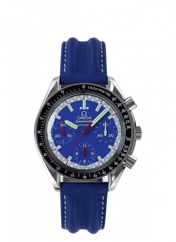 Omega Speedmaster Reduced Stainless Steel / Blue / Strap / Schumacher 3810.81.08