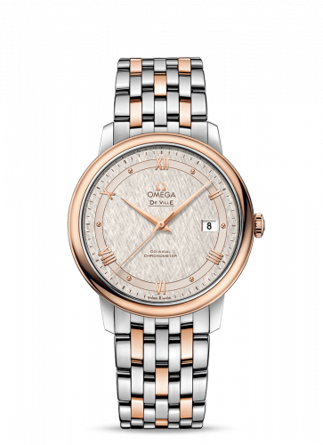 Omega De Ville Prestige Co-Axial 39.5 Stainless Steel / Red Gold / Vintage Silver Silk / Bracelet 424.20.40.20.02.003