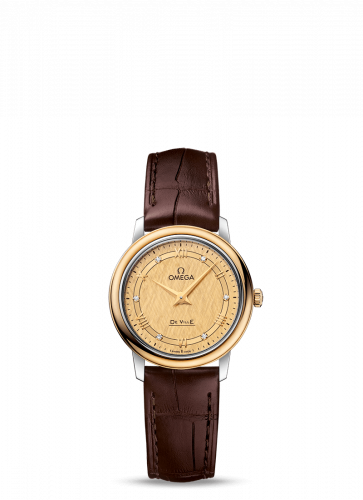 Omega De Ville Prestige Quartz 27.4 Stainless Steel / Yellow Gold / Vintage Champagne Silk 424.23.27.60.58.001