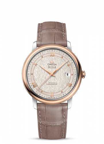 Omega De Ville Prestige Co-Axial 39.5 Stainless Steel / Red Gold / Vintage Silver Silk 424.23.40.20.02.003