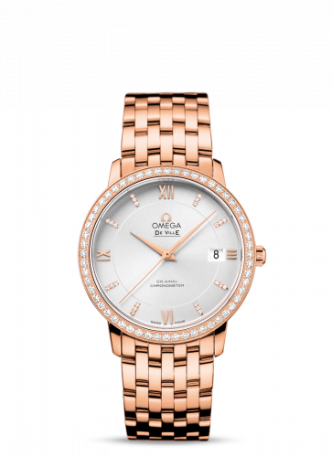 Omega De Ville Prestige Co-Axial 36.8 Red Gold Diamond / Silver / Diamond / Bracelet 424.55.37.20.52.001