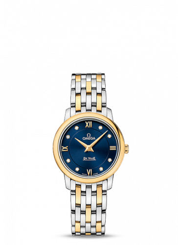 Omega De Ville Prestige Quartz 27.4 Stainless Steel / Yellow Gold / Blue / Bracelet 424.20.27.60.53.002