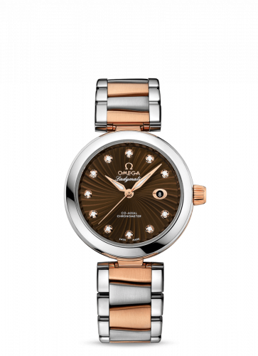 Omega LadyMatic Co-Axial 34 Stainless Steel / Red Gold / Brown / Bracelet 425.20.34.20.63.001