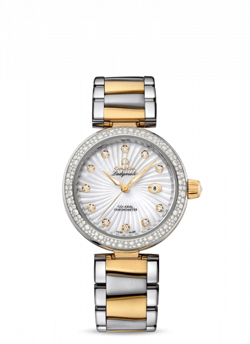 Omega LadyMatic Co-Axial 34 Stainless Steel / Yellow Gold / Diamond / MOP / Bracelet 425.25.34.20.55.002