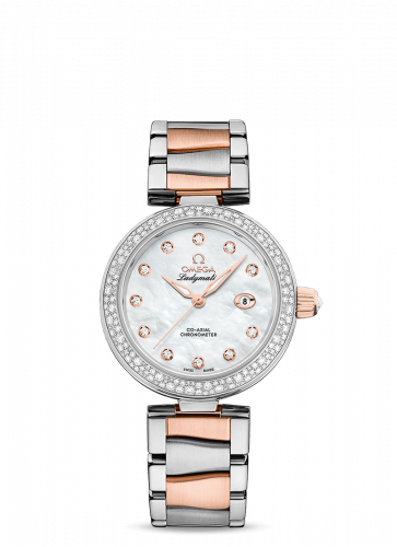 Omega LadyMatic Co-Axial 34 Stainless Steel / Sedna Gold / Diamond / MOP / Bracelet 425.25.34.20.55.004