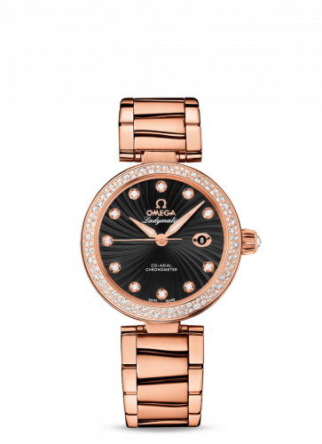Omega LadyMatic Co-Axial 34 Red Gold / Diamond / Black / Bracelet 425.65.34.20.51.001