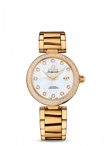 Omega LadyMatic Co-Axial 34 Yellow Gold / Diamond / MOP / Bracelet 425.65.34.20.55.004