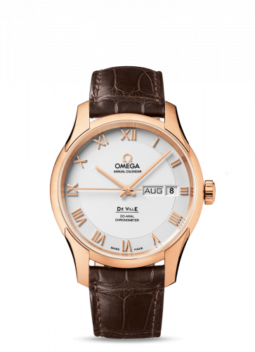 Omega De Ville Co-Axial Annual Calendar Red Gold / Silver / Alligator 431.53.41.22.02.001