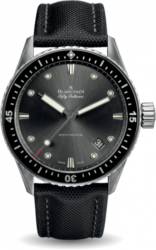 Blancpain Fifty Fathoms Bathyscaphe Stainless Steel / Grey / Black Canvas 5000-1110-B52A