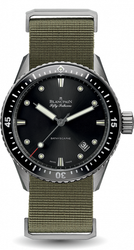 Blancpain Fifty Fathoms Bathyscaphe Titanium / Black / Sand Nato 5000-1230-NAKA