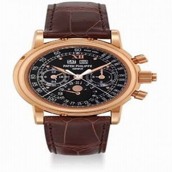 Patek Philippe Perpetual Calendar Split Seconds Chronograph 5004 Rose Gold / Black Roman 5004R_Black