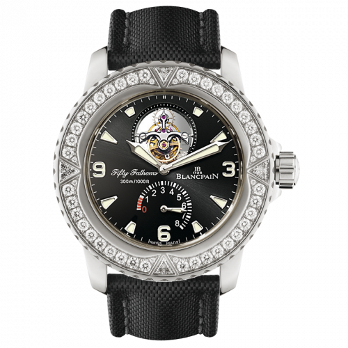 Blancpain Fifty Fathoms Tourbillon 8 Jours White Gold / Diamonds / Black Canvas 5025-9430-52A