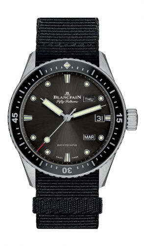 Blancpain Fifty Fathoms Bathygraphe Quantieme Annuel Black / Grey / Black NATO 5071-1110-NABA