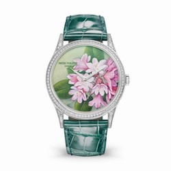 Patek Philippe Calatrava 5077 White Gold / Portrait of Flowers 5077/100G-035