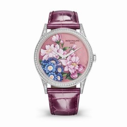 Patek Philippe Calatrava 5077 White Gold / Portrait of Flowers 5077/100G-036