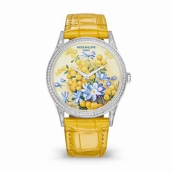 Patek Philippe Calatrava 5077 White Gold / Portrait of Flowers 5077/100G-037