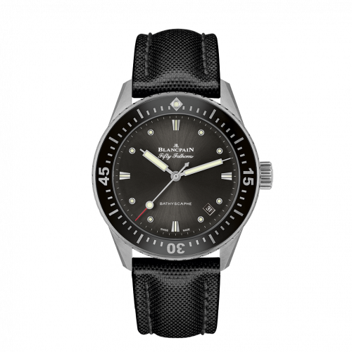 Blancpain Fifty Fathoms Bathyscaphe Stainless Steel / Grey / Black Canvas 5100B-1110-B52A