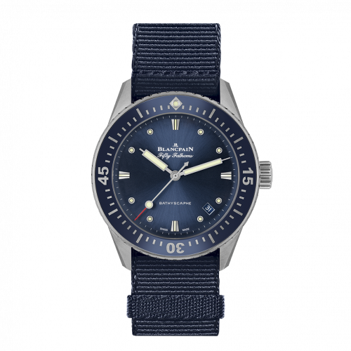 Blancpain Fifty Fathoms Bathyscaphe Stainless Steel / Blue / Blue Nato 5100B-1110-NAOA