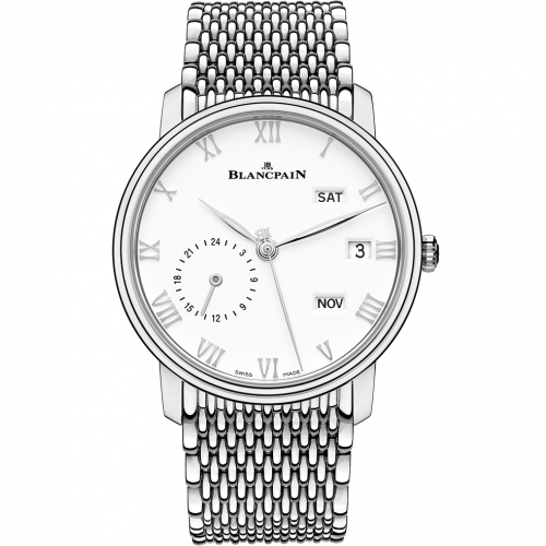 Blancpain Villeret Quantieme Annuel GMT Stainless Steel / White / Bracelet 6670-1127-MMB