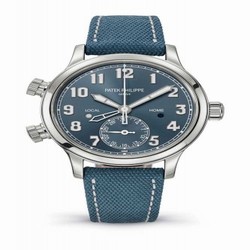 Patek Philippe Calatrava Pilot Travel Time 7234 Stainless Steel / Blue 7234A-001