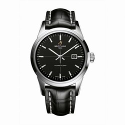 Breitling Transocean Date Stainless Steel / Black / Croco / Pin A1036012/BA91/743P/A20BA.1
