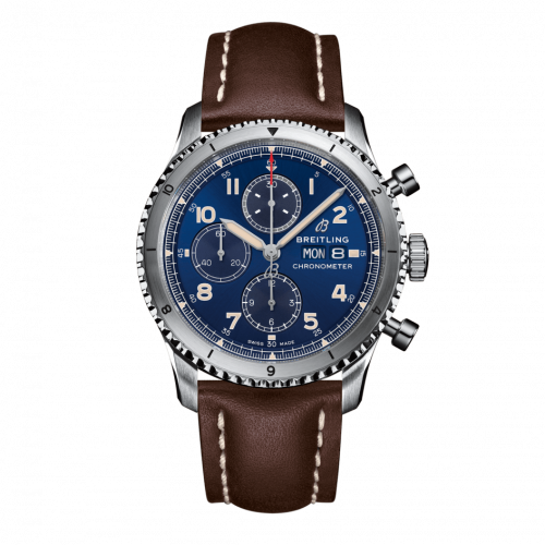 Breitling Aviator 8 Chronograph 43 Stainless Steel / Blue / Calf / Pin A13316101C1X2