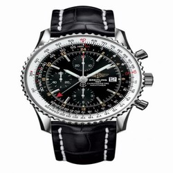 Breitling Navitimer World Stainless Steel / Black / Croco / Pin A24322121B1P1