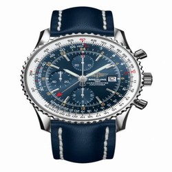 Breitling Navitimer World Stainless Steel / Blue / Calf / Pin A24322121C1X1