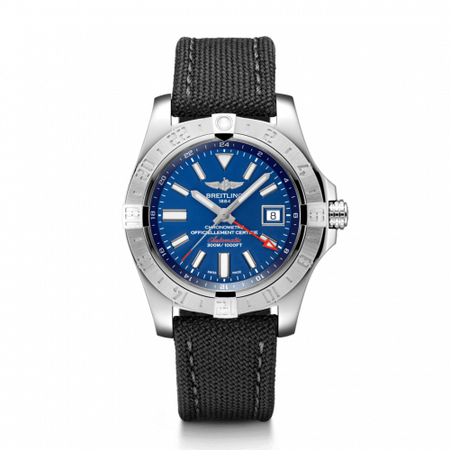 Breitling Avenger II GMT Stainless Steel / Mariner Blue / Military / Pin A32390111C1W1