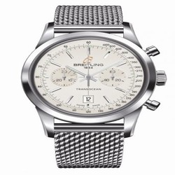 Breitling Transocean Chronograph 38 Silver / Milanese A4131012.G757.171A
