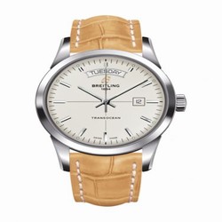 Breitling Transocean Day & Date Stainless Steel / Silver / Croco / Pin A4531012/G751/745P/A20BA.1