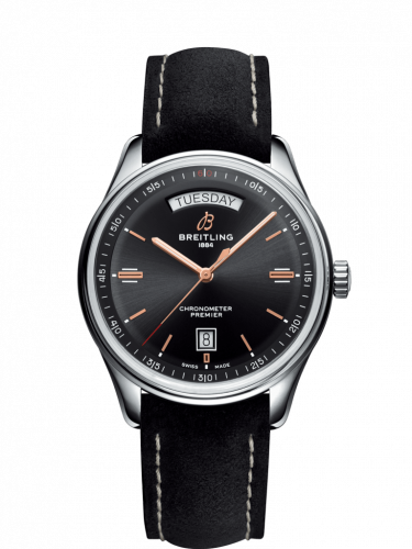 Breitling Premier Automatic Day & Date 40 Stainless Steel / Black / Nubuck Black / Tang A45340241B1X4