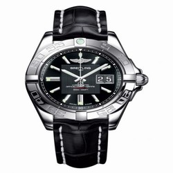 Breitling Galactic 41 Stainless Steel / Trophy Black / Croco A49350L2.BA07.728P