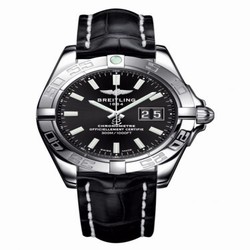 Breitling Galactic 41 Stainless Steel / Onyx Black / Croco A49350L2.BE58.728P