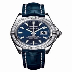 Breitling Galactic 41 Stainless Steel / Diamond / Horizon Blue / Croco A49350LA.C929.718P
