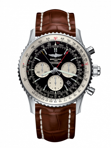 Breitling Navitimer Rattrapante Stainless Steel / Black / Croco / Folding AB031021/BF77/755P/A20D.1