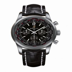 Breitling Transocean Chronograph Unitime Pilot Stainless Steel / Black / Croco AB0510U6.BC26.760P