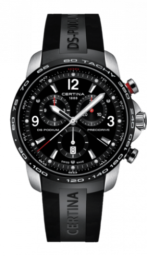 Certina DS Podium Big Size Chrono 1/100 Sec Stainless Steel / PVD / Black / Rubber C001.647.27.057.00