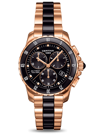 Certina DS First Lady Ceramic Chrono Rose Bracelet C0142173305100