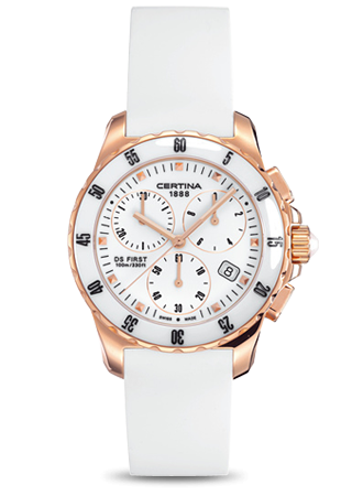 Certina DS First Lady Ceramic Chrono Rose White C0142173701100