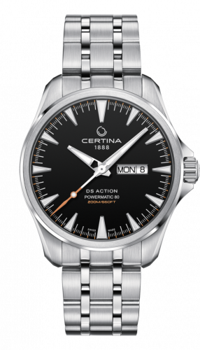 Certina DS Action Powermatic 80 Day-Date Stainless Steel / Black / Bracelet C032.430.11.051.00