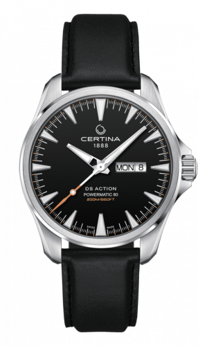 Certina DS Action Powermatic 80 Day-Date Stainless Steel / Black / Leather C032.430.16.051.00
