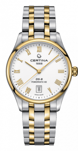 Certina DS-8 Powermatic Stainless Steel / Yellow Gold PVD / White / Bracelet C033.407.22.013.00