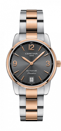 Certina DS Podium 33 Stainless Steel / Rose Gold PVD / Grey / Bracelet C034.210.22.087.00