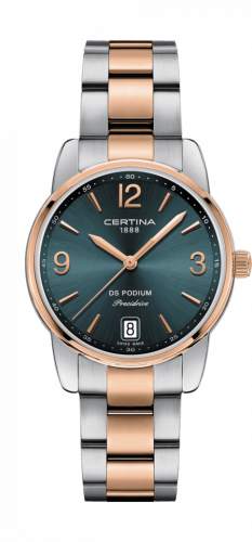 Certina DS Podium 33 Stainless Steel / Rose Gold PVD / Green / Bracelet C034.210.22.097.00