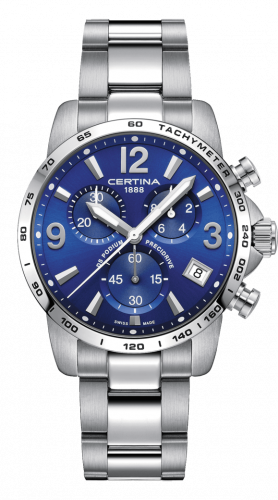 Certina DS Podium Chronograph 1/10 Sec Stainless Steel / Blue / Bracelet C034.417.11.047.00