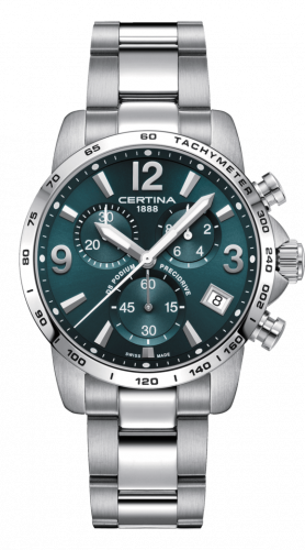 Certina DS Podium Chronograph 1/10 Sec Stainless Steel / Green / Bracelet C034.417.11.097.00